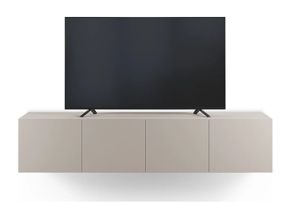 Nexa - Meuble TV suspendu 4 portes en bois L180cm - Beige