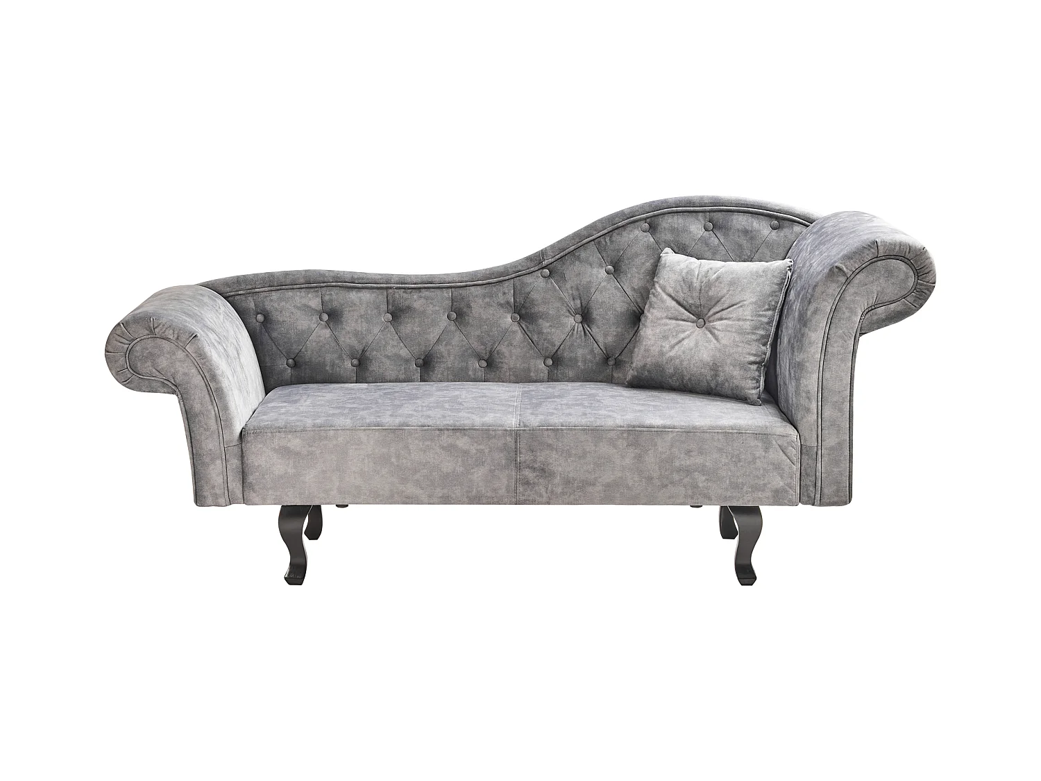 Chaise longue derecho LATTES Terciopelo Gris con cojín