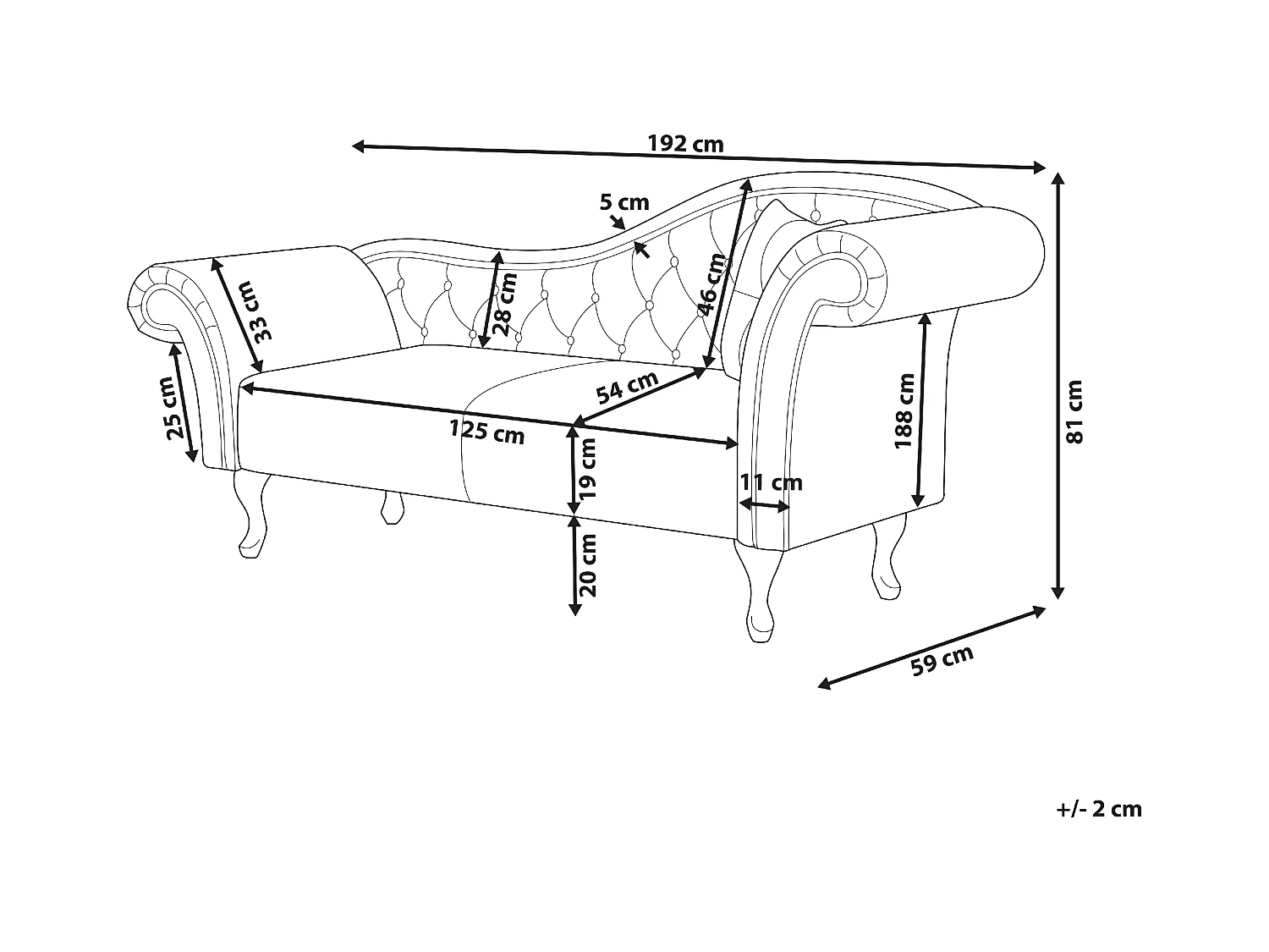 Chaise longue derecho LATTES Terciopelo Gris con cojín