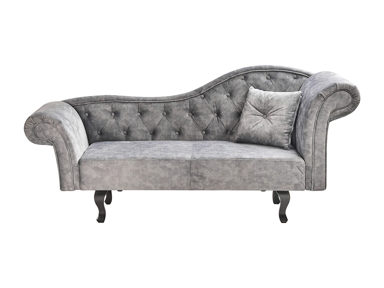 Chaise longue derecho LATTES Terciopelo Gris con cojín
