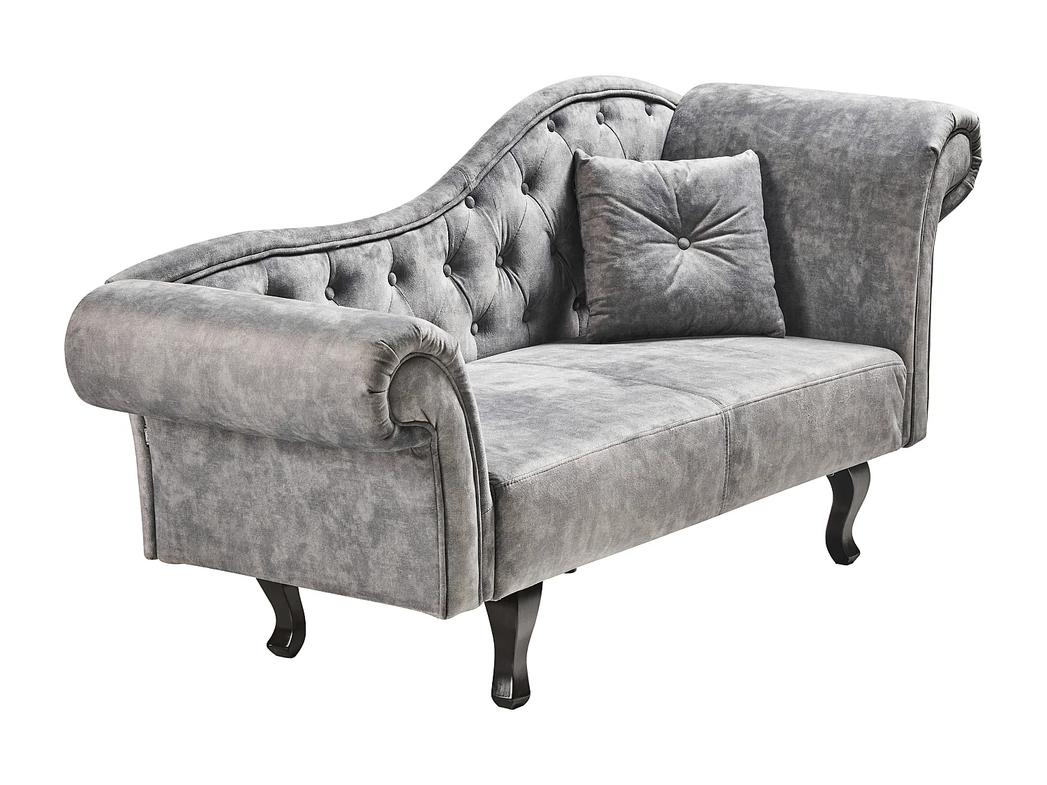 Chaise longue derecho LATTES Terciopelo Gris con cojín
