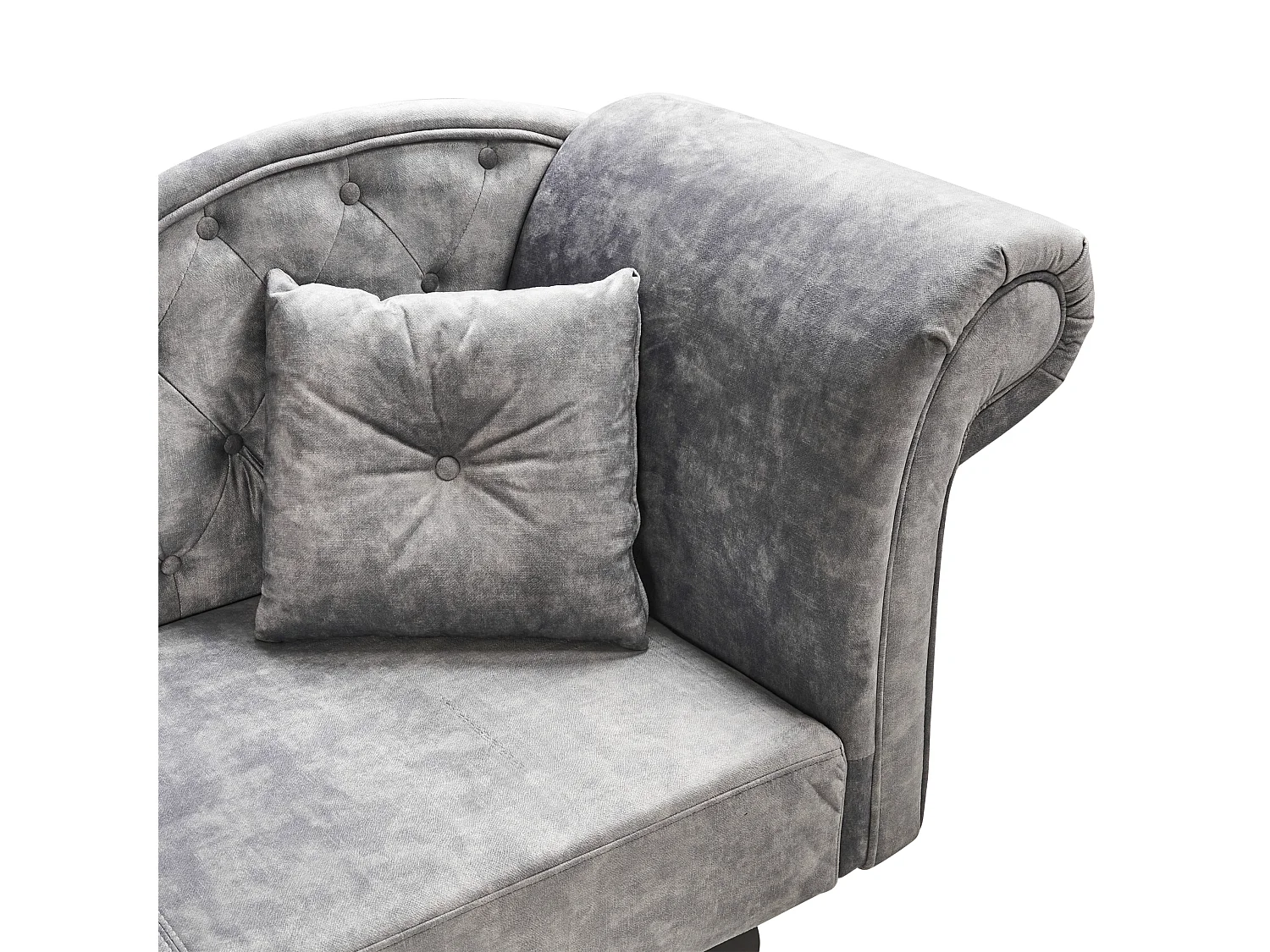 Chaise longue côté droit LATTES II Velours Gris avec coussin