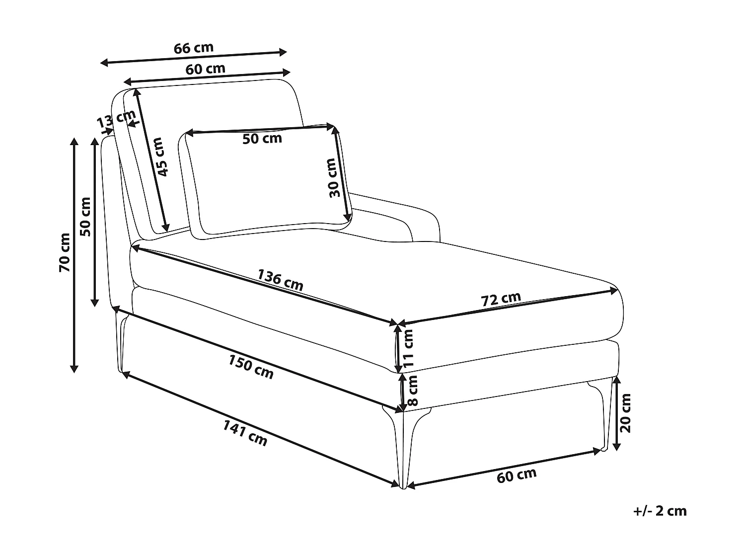 Chaise longue côté droite EWRON Tissu Beige clair