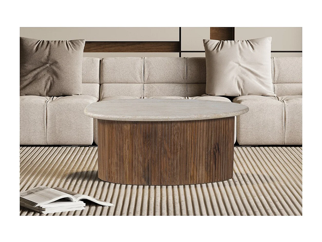 Massivholz Couchtisch aus der Kollektion DELHI 90cm - Ethnischer Stil und Design