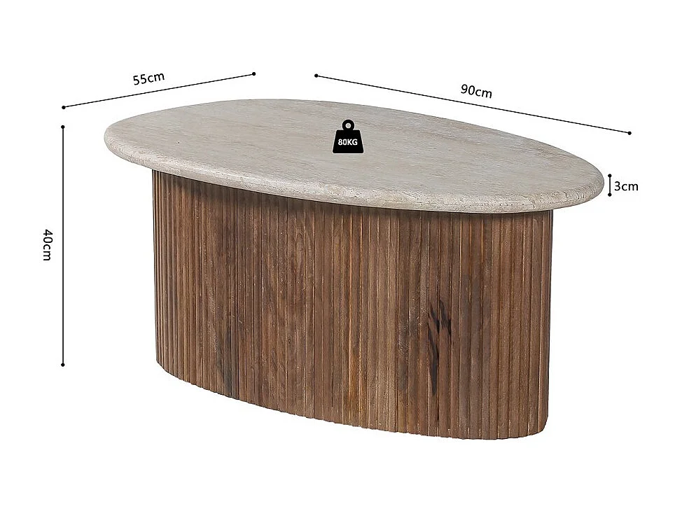 Massivholz Couchtisch aus der Kollektion DELHI 90cm - Ethnischer Stil und Design