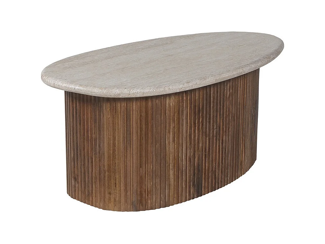 Table basse en bois massif collection DELHI 90cm - Style ethnique et design