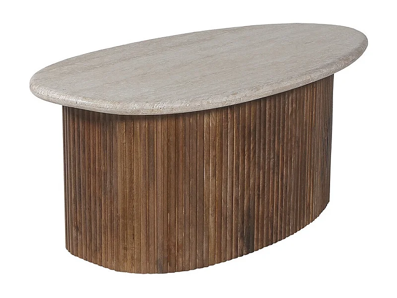 Table basse en bois massif collection DELHI 90cm - Style ethnique et design