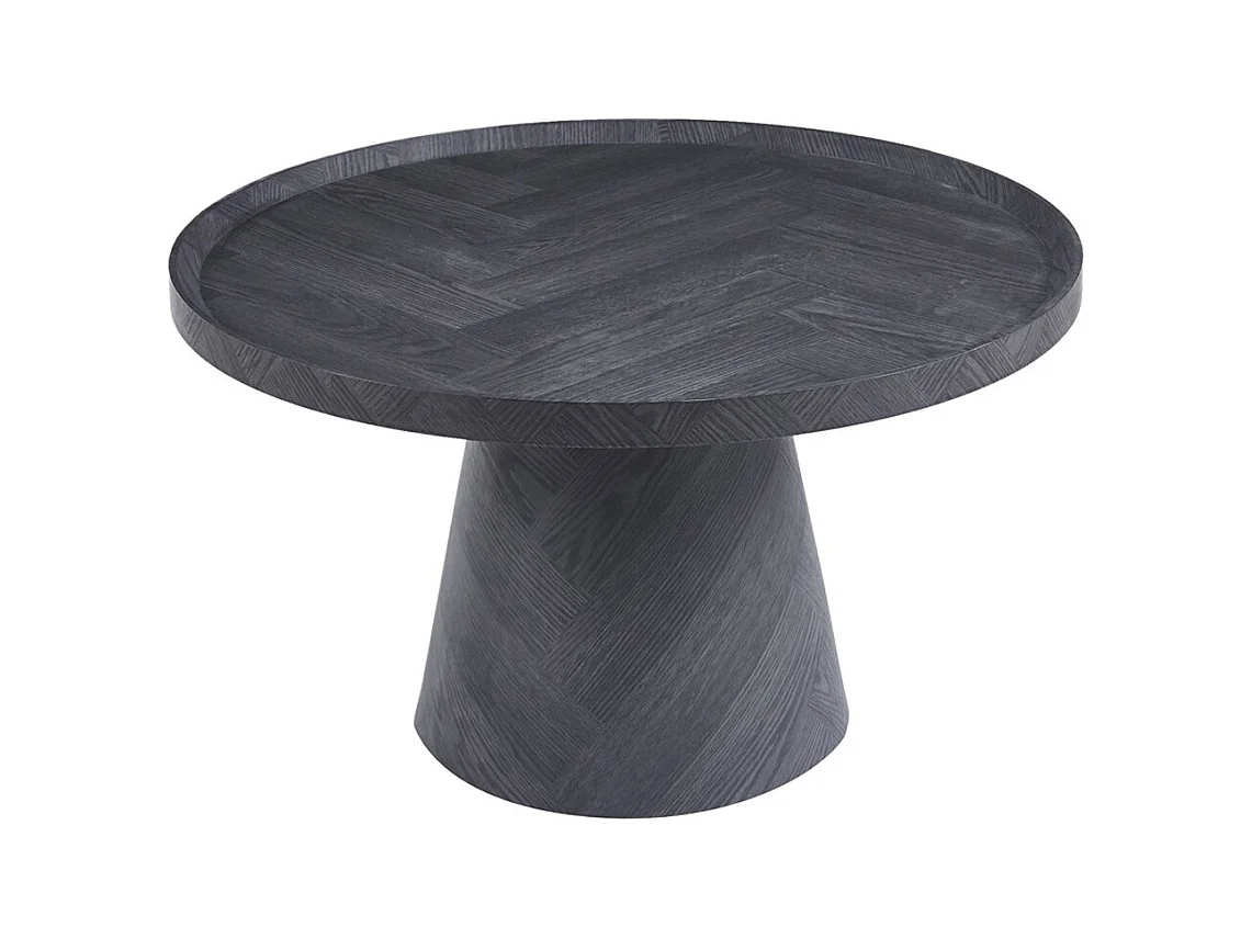 Ronde salontafel collectie CARVELA – Donkergrijze decor – Verhoogde rand – D80 x H47 cm