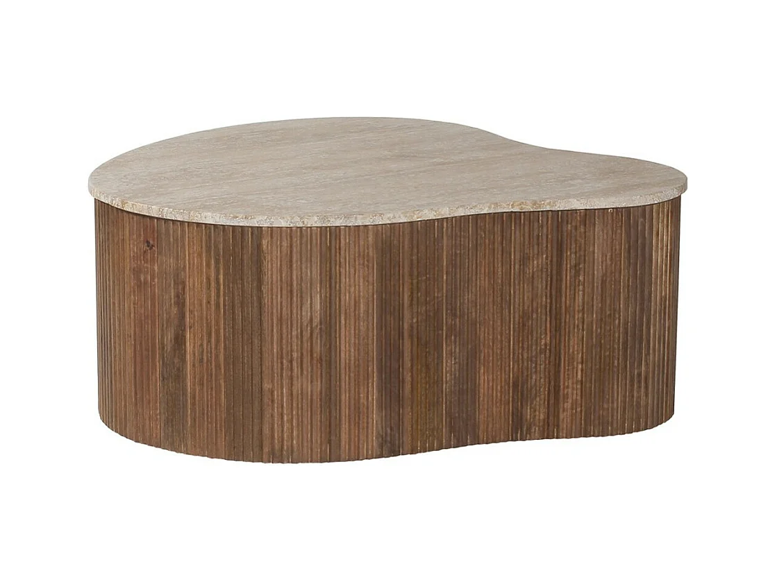Table basse en bois massif collection DELHI 80cm - Style ethnique et design