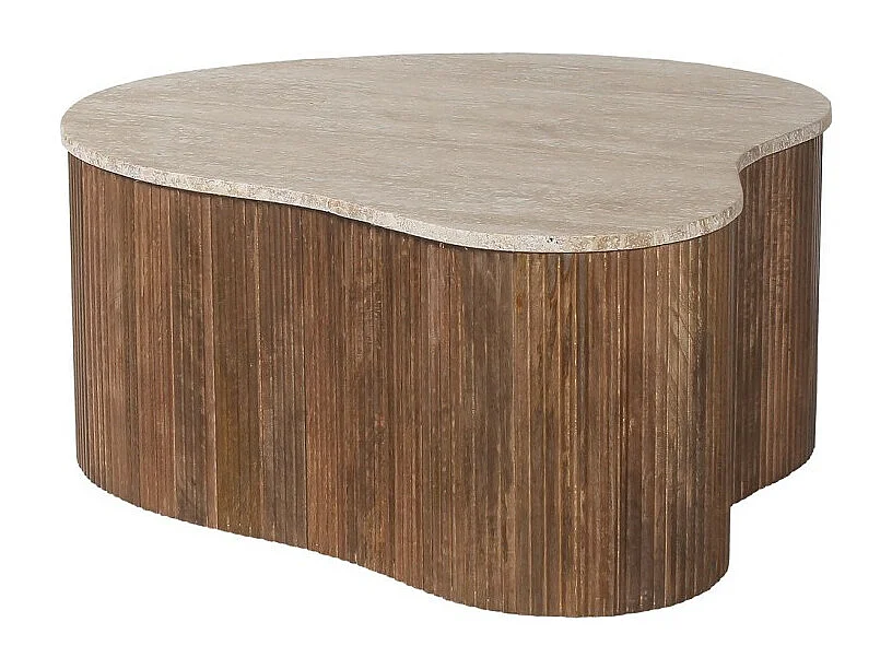 Table basse en bois massif collection DELHI 80cm - Style ethnique et design