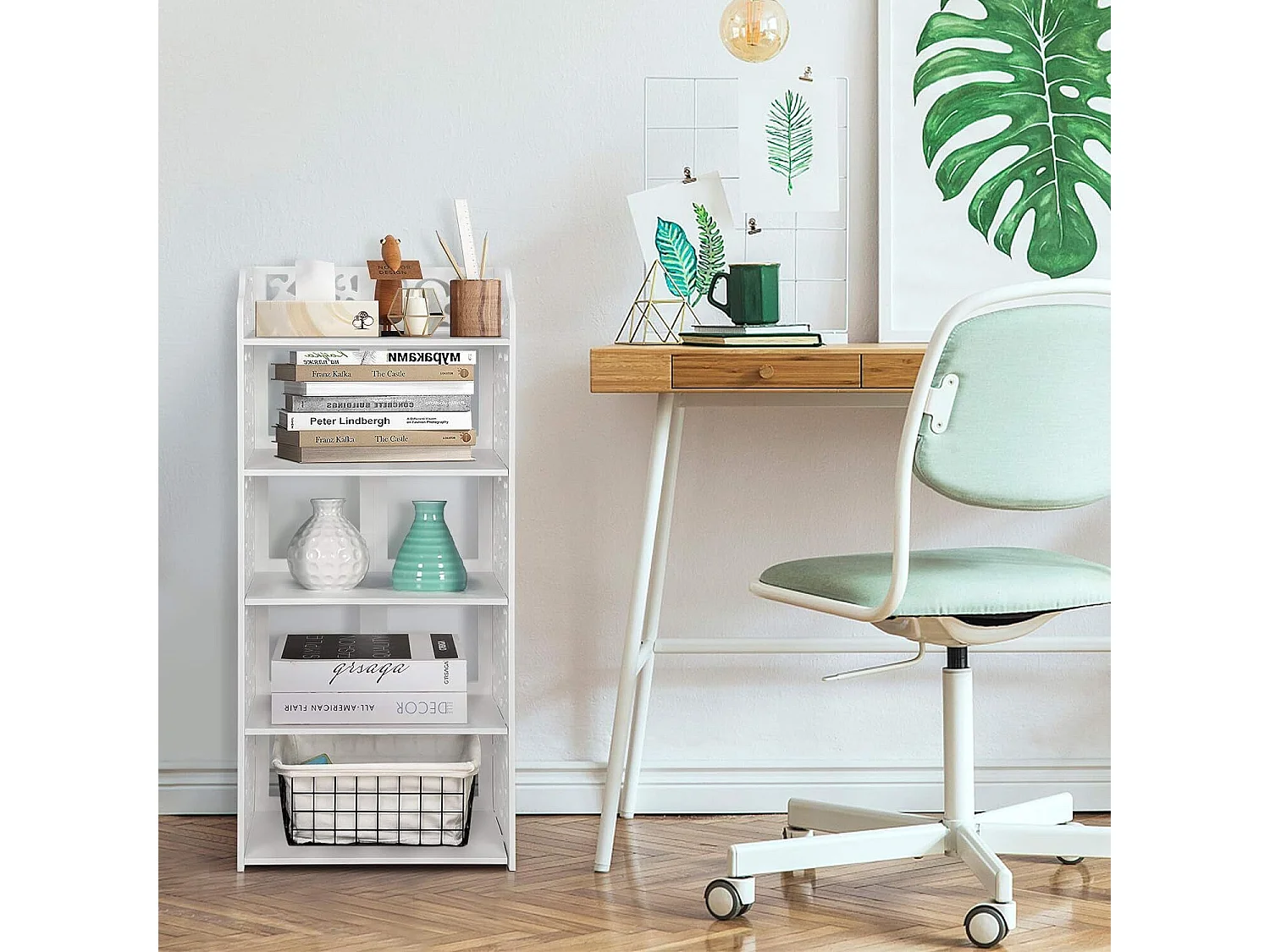 Armoire à Chaussures à 5 Niveaux,Meuble à Chaussures Étagère de Rangement Pratique,23x40x90cm - Blanc