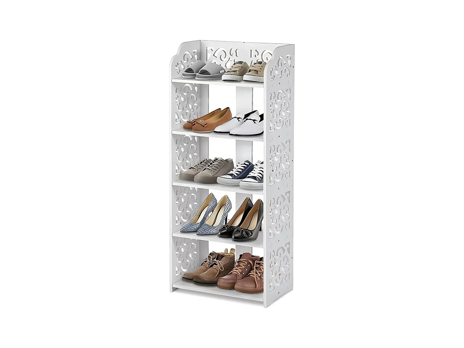 Armoire à Chaussures à 5 Niveaux,Meuble à Chaussures Étagère de Rangement Pratique,23x40x90cm - Blanc