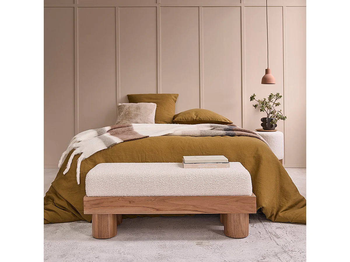 Banc en teck massif assise bouclette 100 cm