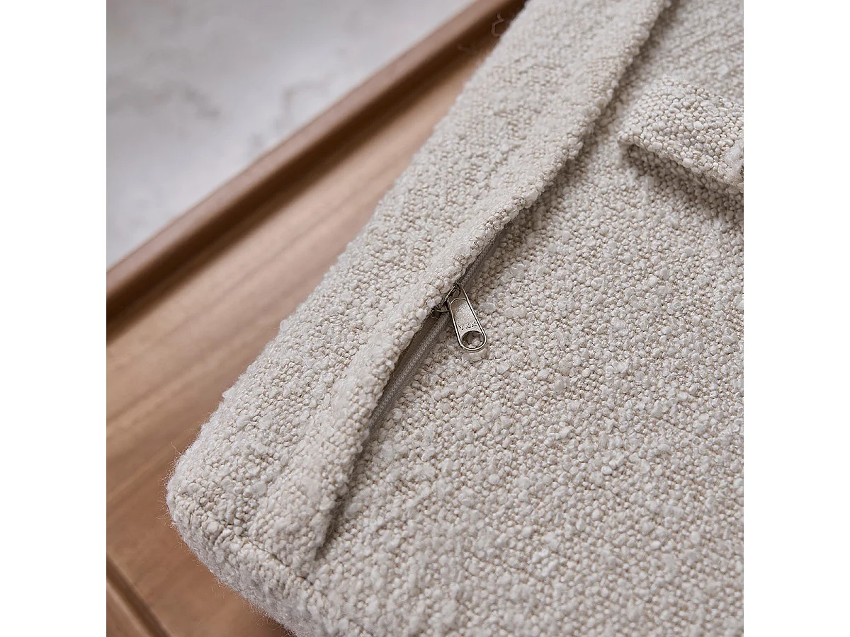 Banco de teca maciza, asiento bouclette 140 cm
