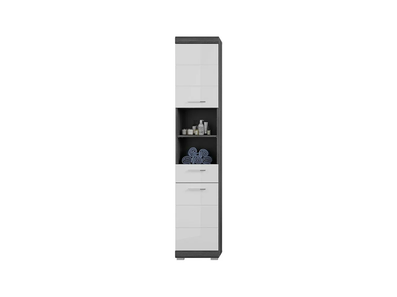 Ensemble salle de bain SCOTT – Meuble sous vasque, miroir, colonne et 2 demi-colonnes