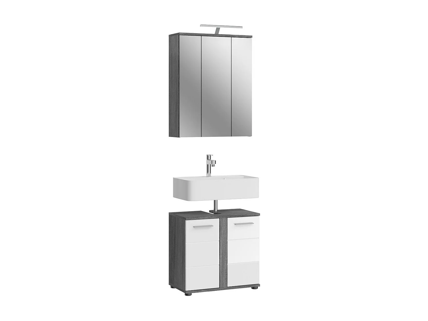 Conjunto de muebles de baño WILLIAM – Gris oscuro y blanco – 64x191x34 cm – Con LED