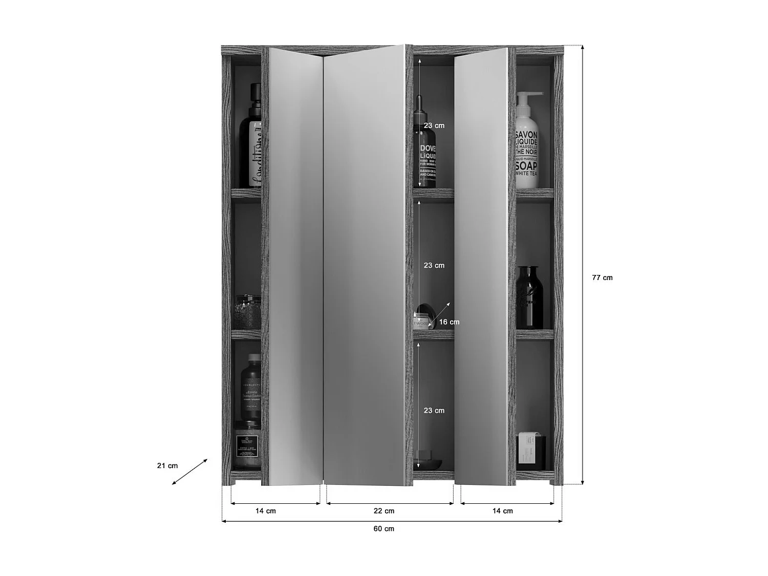 Conjunto de muebles de baño WILLIAM – Gris oscuro y blanco – 160x191x34 cm