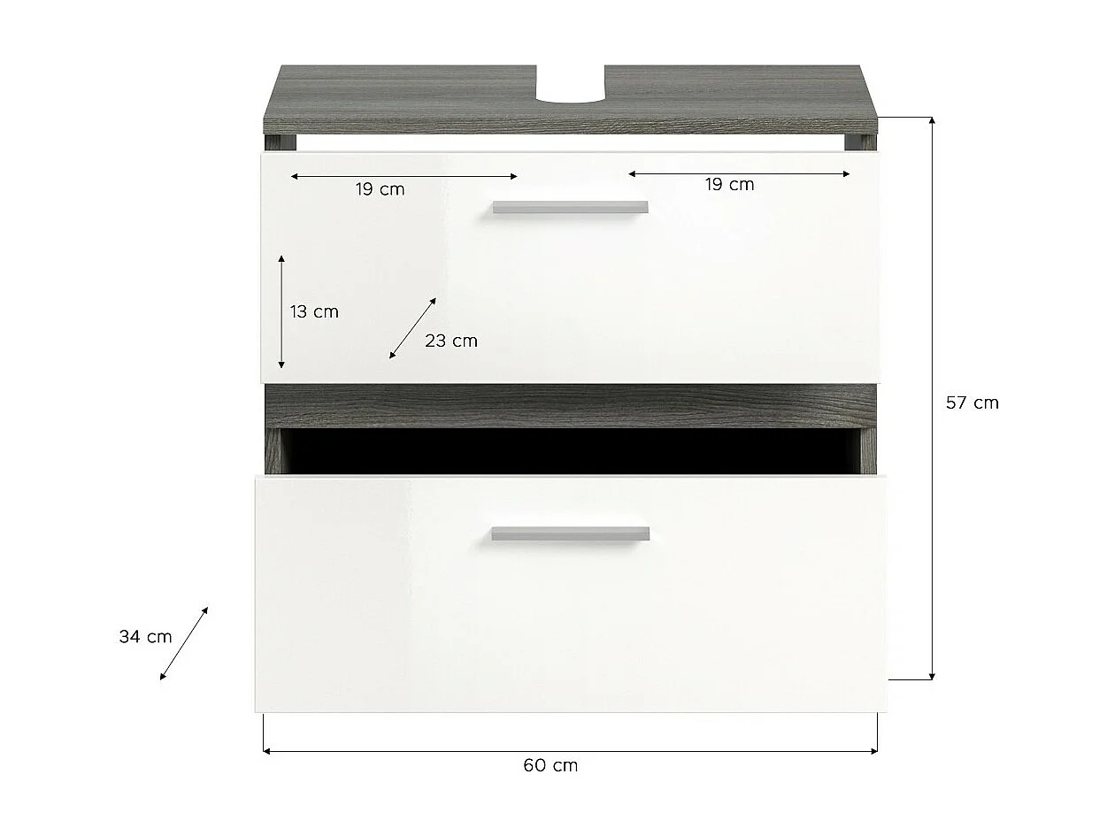 Ensemble de meubles de salle de bain WILLIAM – Gris foncé et blanc – 160x191x34 cm
