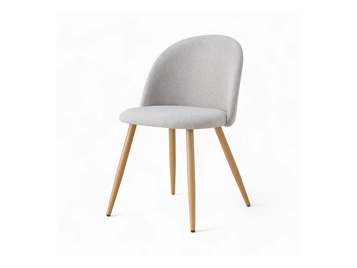 Tavolo e sedie per 4 persone in tessuto tortora e legno - Réno