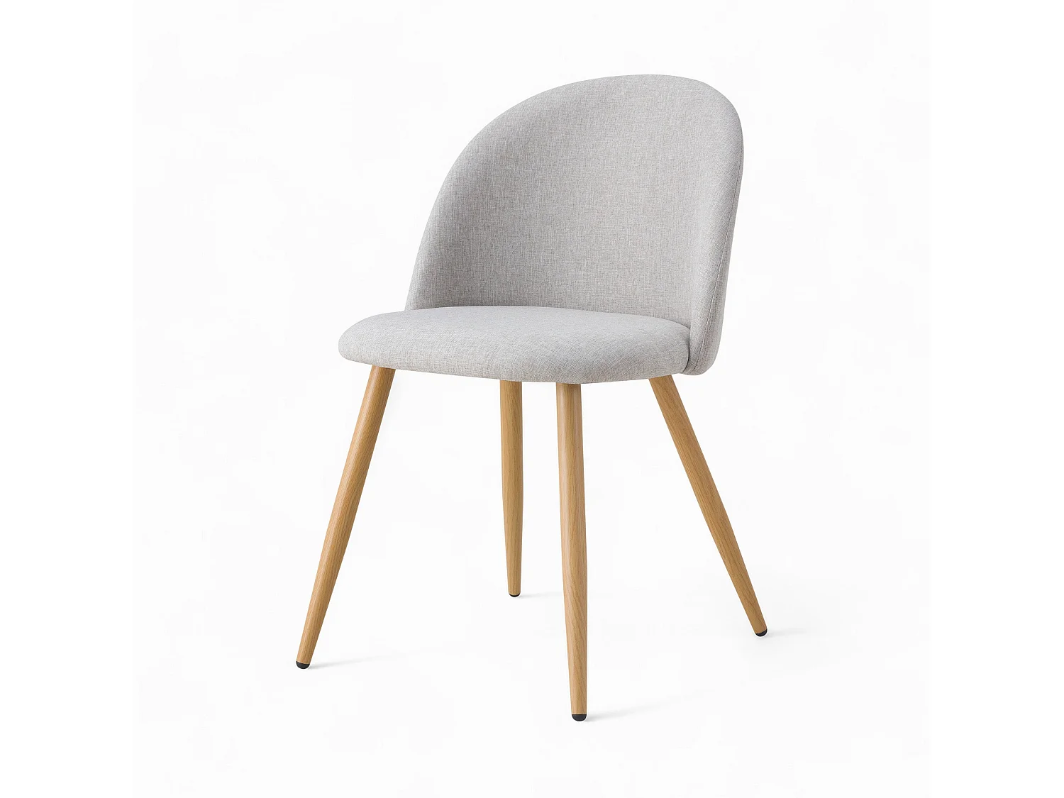 Table et chaises 4 personnes en tissu taupe et bois - Réno