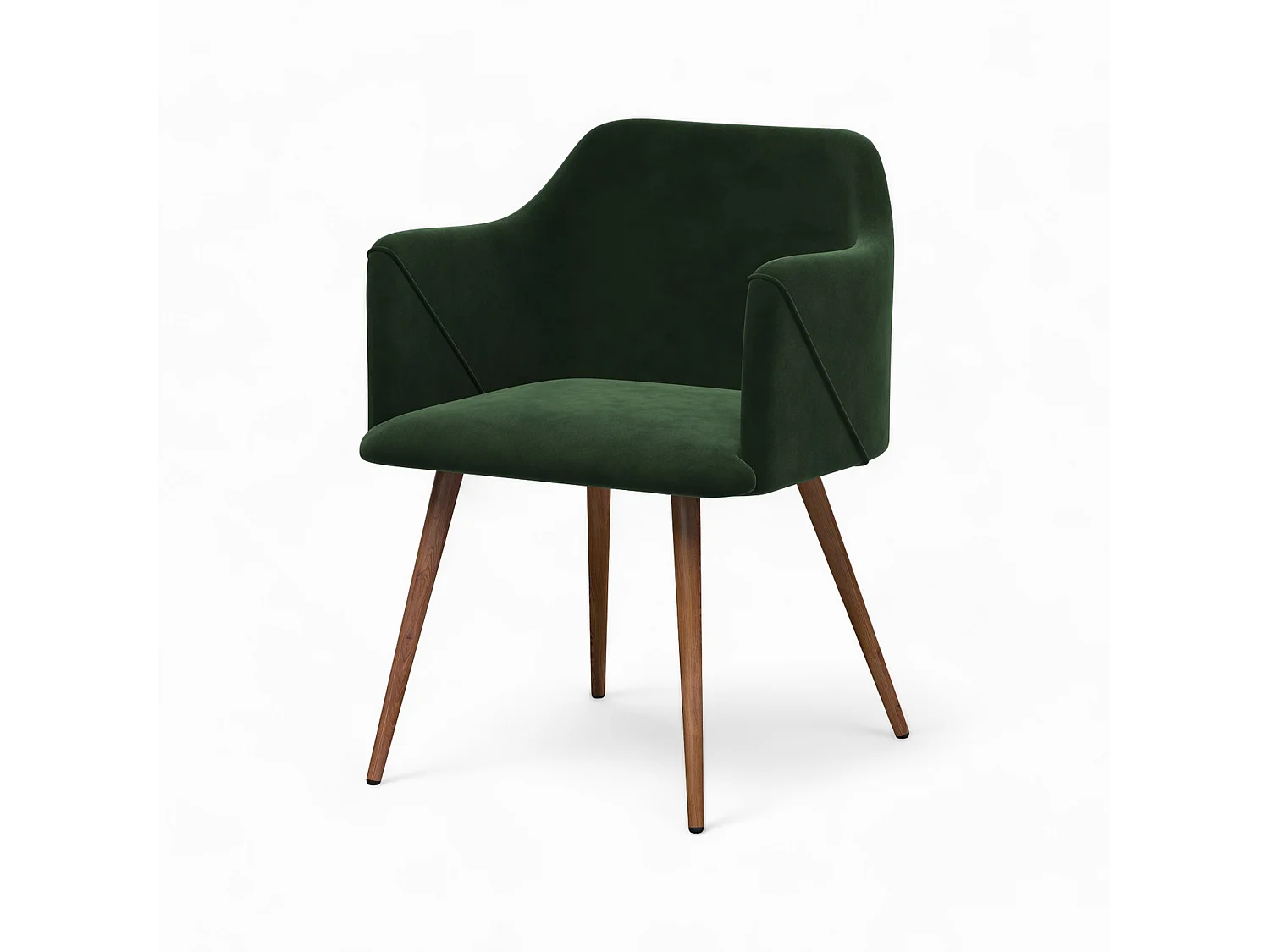 Table et chaises 4 personnes en velours vert et bois - Liwa