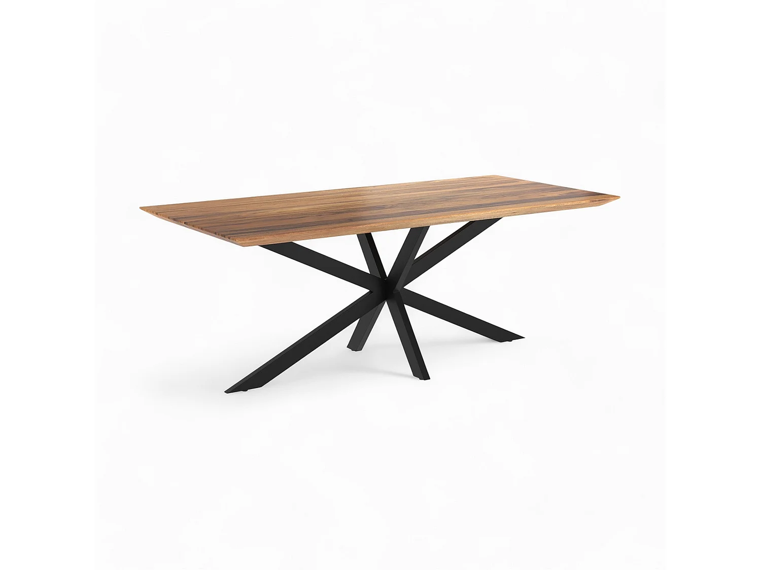 Table et chaises 8 personnes en cuir synthetique noir et bois - Piada