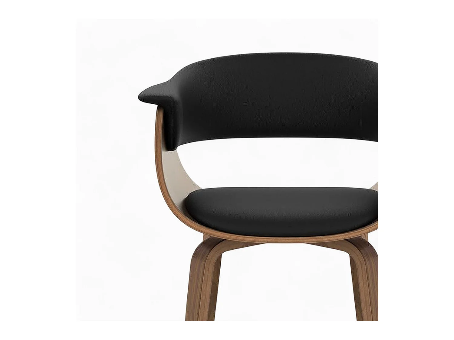 Mesa y sillas para 8 personas en cuero sintético negro y madera - Piada