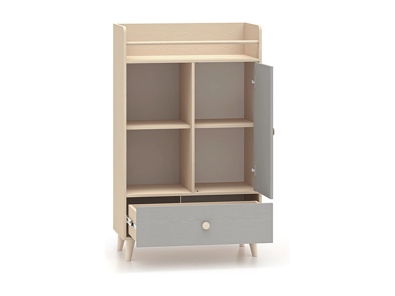 Alycia Beige en Grijs 1-deurs 1-lade boekenkast