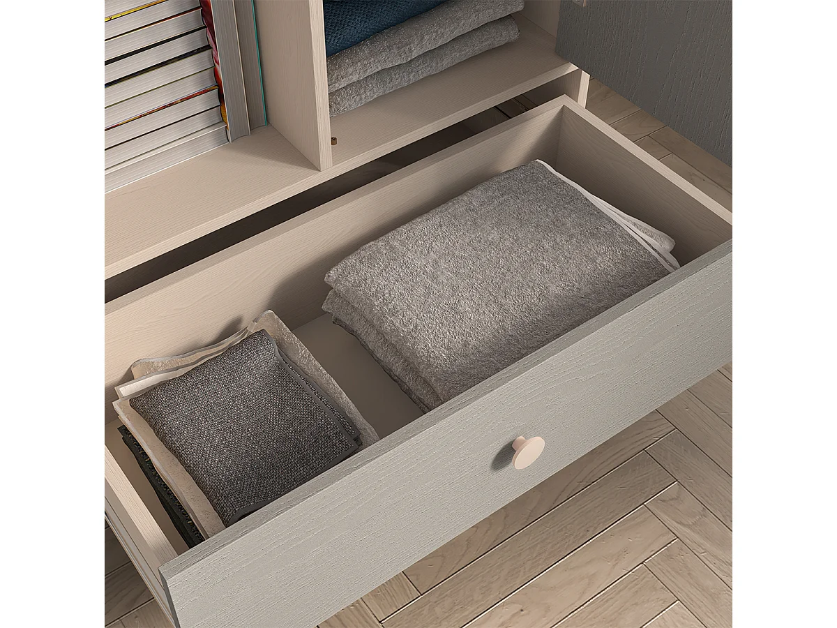 Alycia Beige en Grijs 1-deurs 1-lade boekenkast