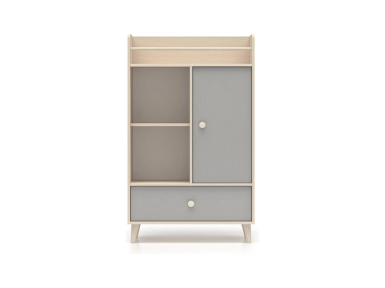 Bibliothèque 1 porte 1 tiroir Alycia Beige et Gris