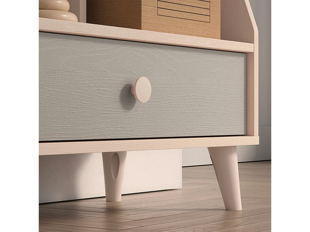 Alycia Beige and Grey 1-door 1-drawer bookcase