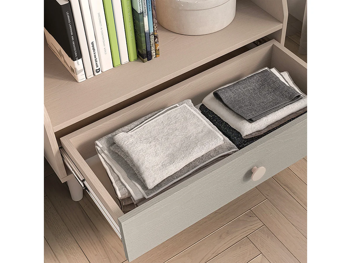 Alycia Beige and Grey 1-door 1-drawer bookcase