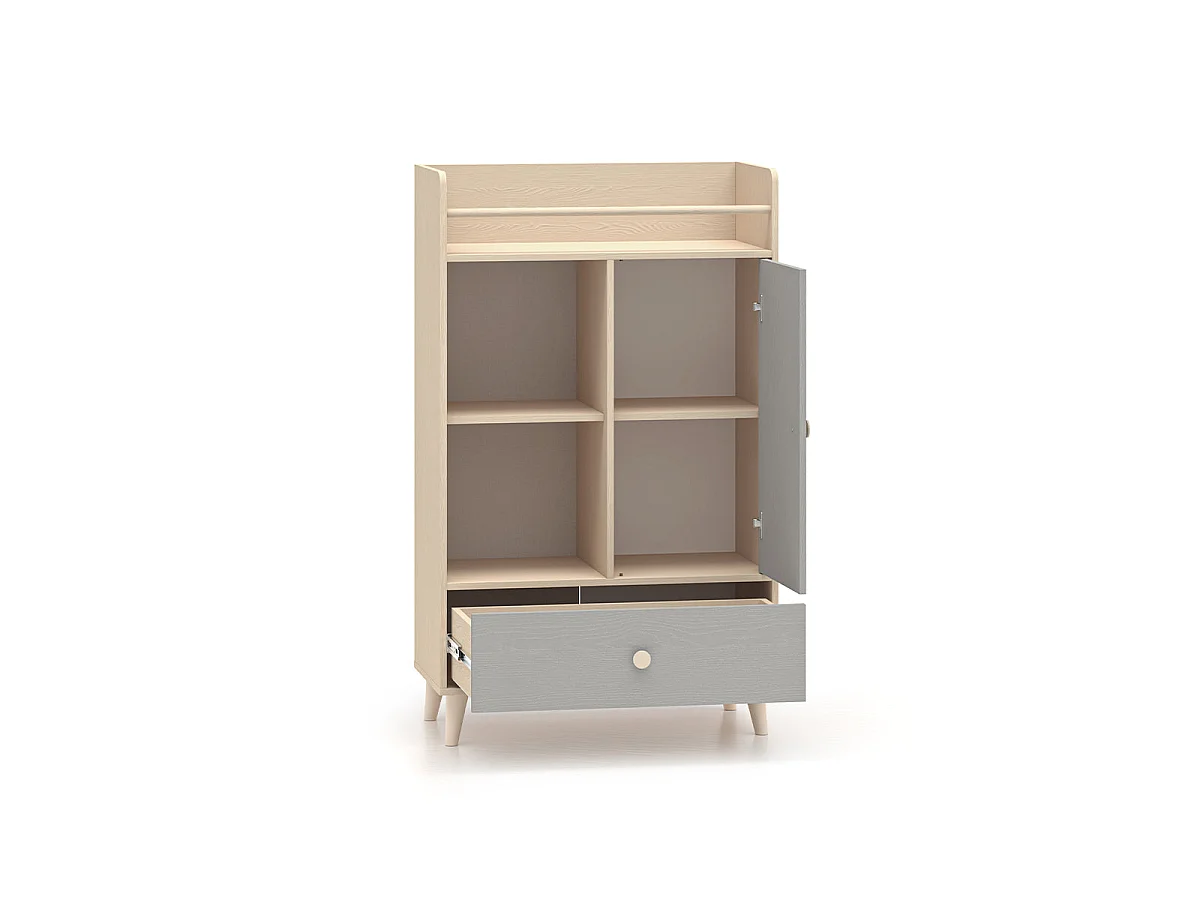 Alycia Beige and Grey 1-door 1-drawer bookcase