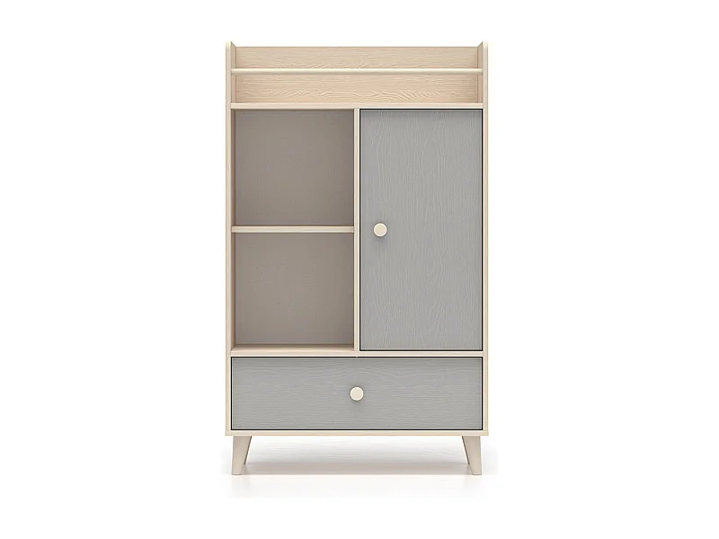 Bibliothèque 1 porte 1 tiroir Alycia Beige et Gris