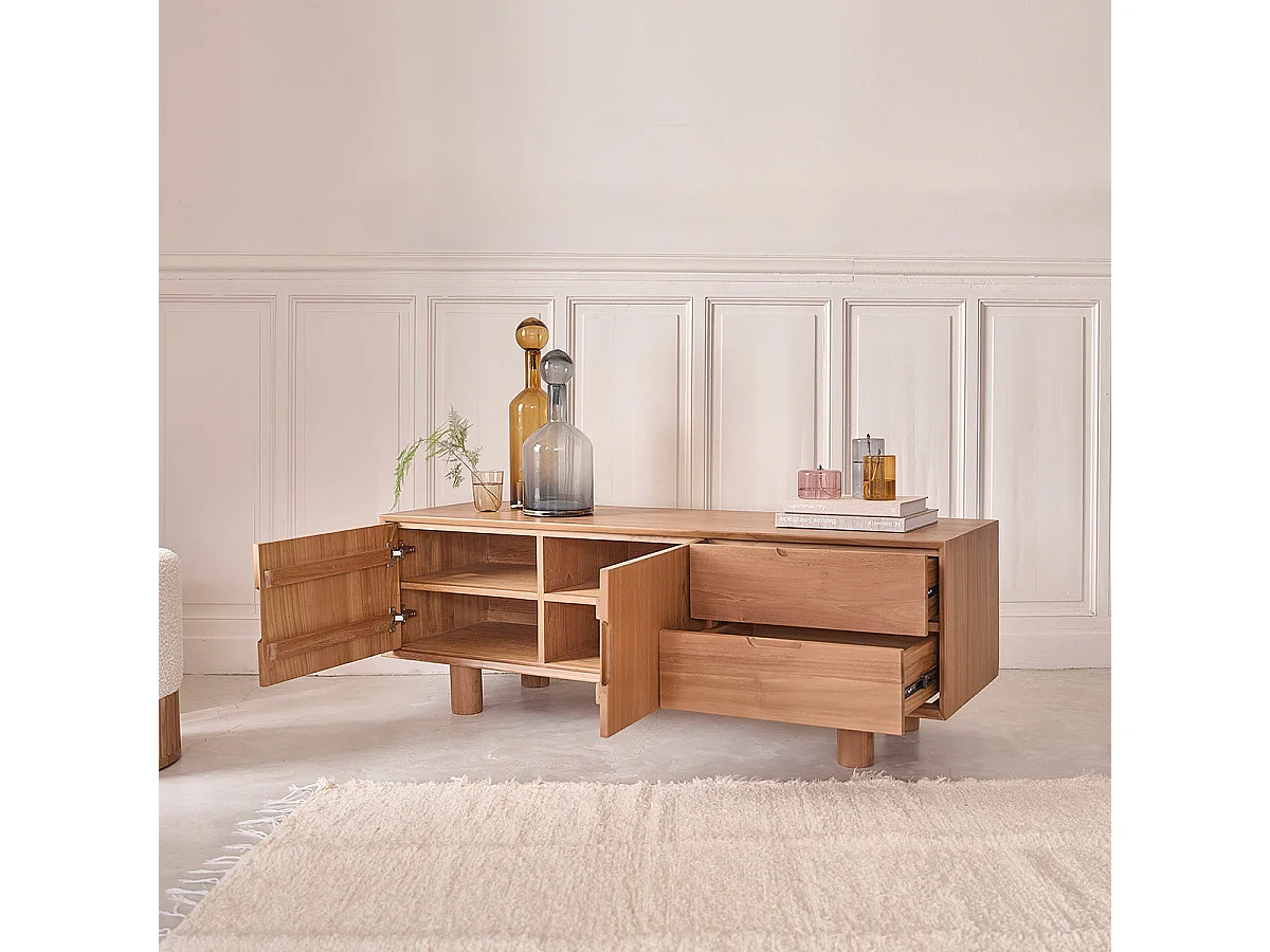 Mueble TV de madera de teca maciza 150 cm