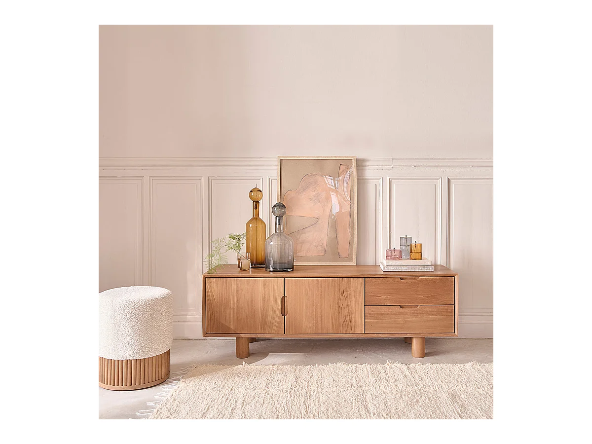 Meuble TV en teck massif 150 cm