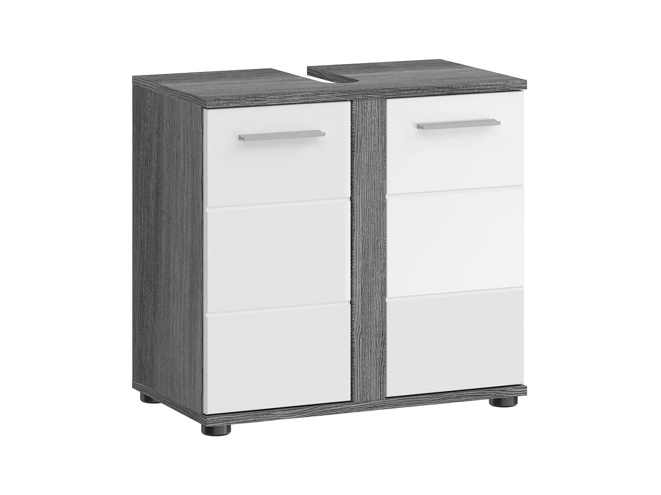 Meuble sous vasque WILLIAM – Gris foncé et blanc – 57x60x34 cm – 2 portes
