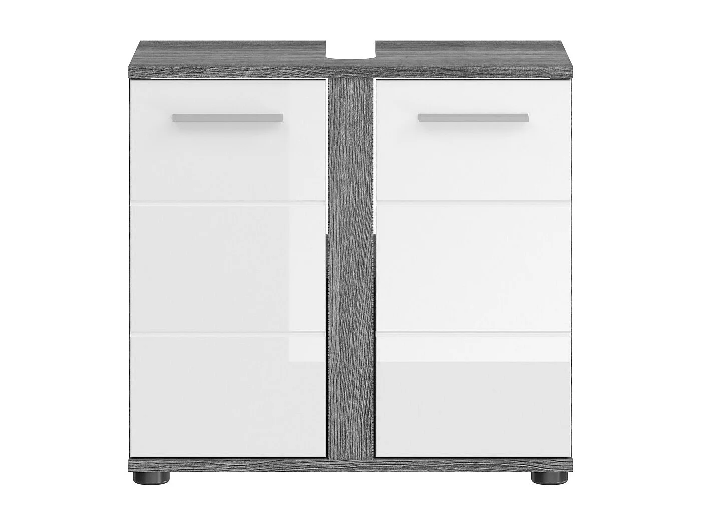 Meuble sous vasque WILLIAM – Gris foncé et blanc – 57x60x34 cm – 2 portes