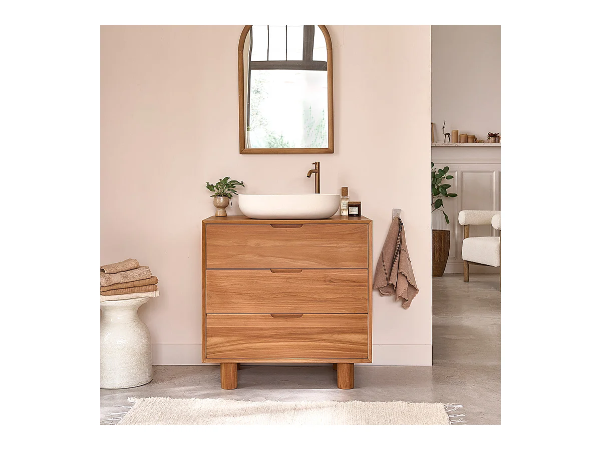 Mobile bagno portalavabo in massello di teak 80 cm