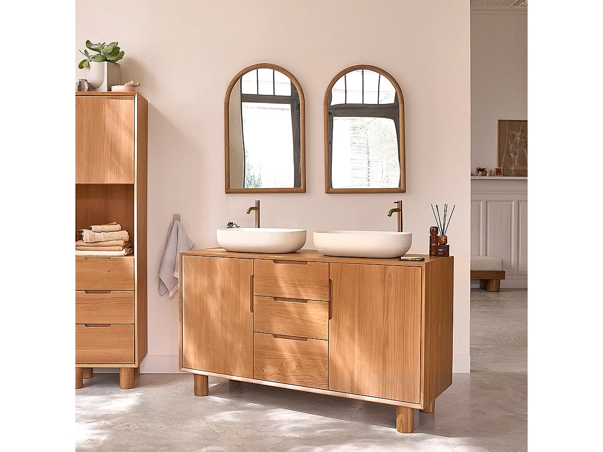 Meuble sous vasque en teck massif 140 cm