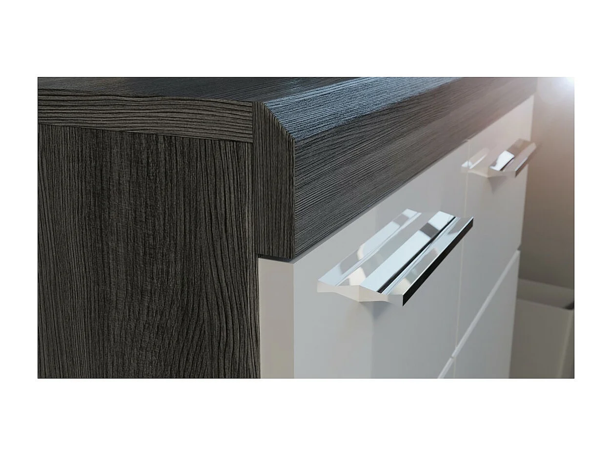 Buffet SCOTT – 4 laden en 1 deur – Donkergrijs en wit – 80x85x37 cm