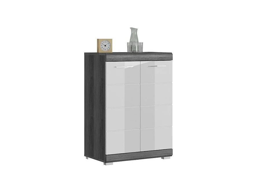 Buffet SCOTT – 2 portes – Gris foncé et blanc – 60x85x37 cm