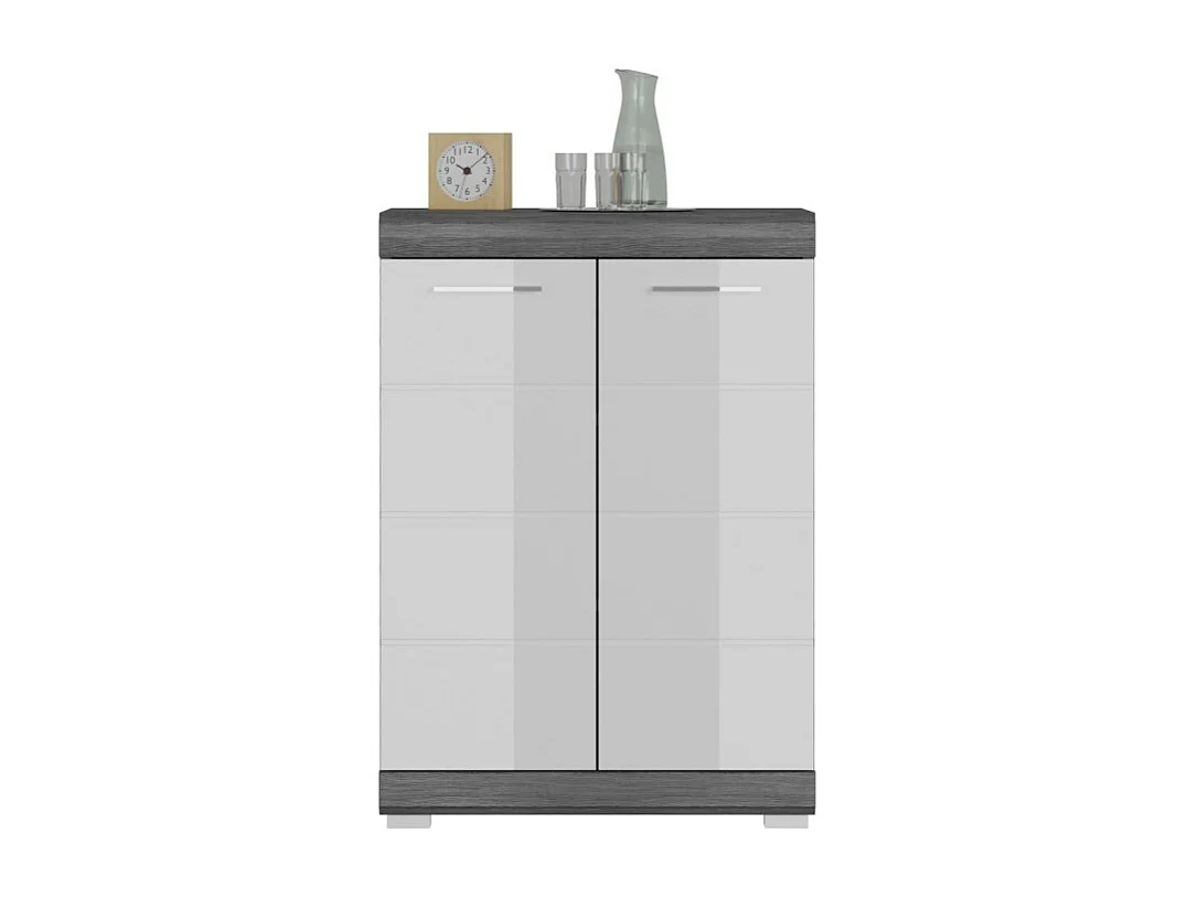 Buffet SCOTT – 2 portes – Gris foncé et blanc – 60x85x37 cm