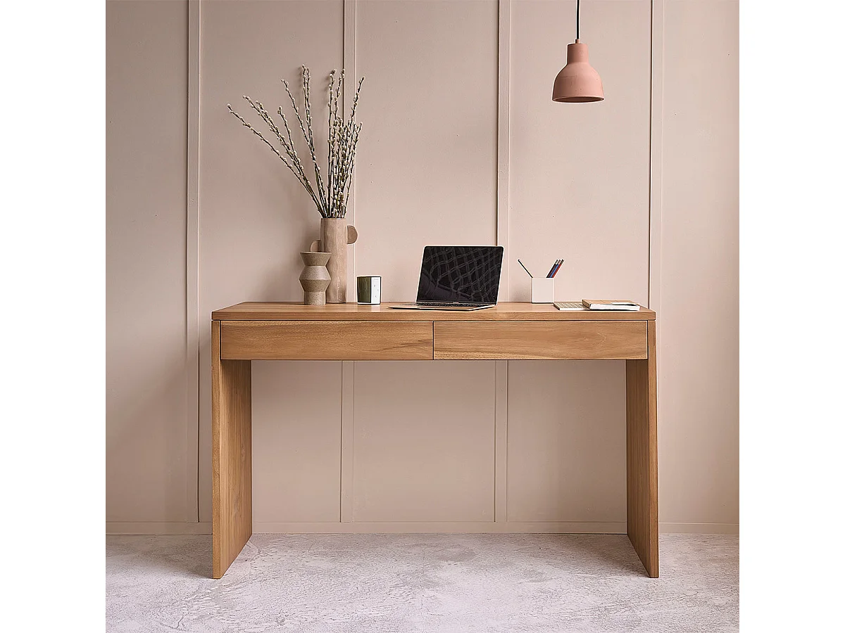 Escritorio de teca maciza 130 cm