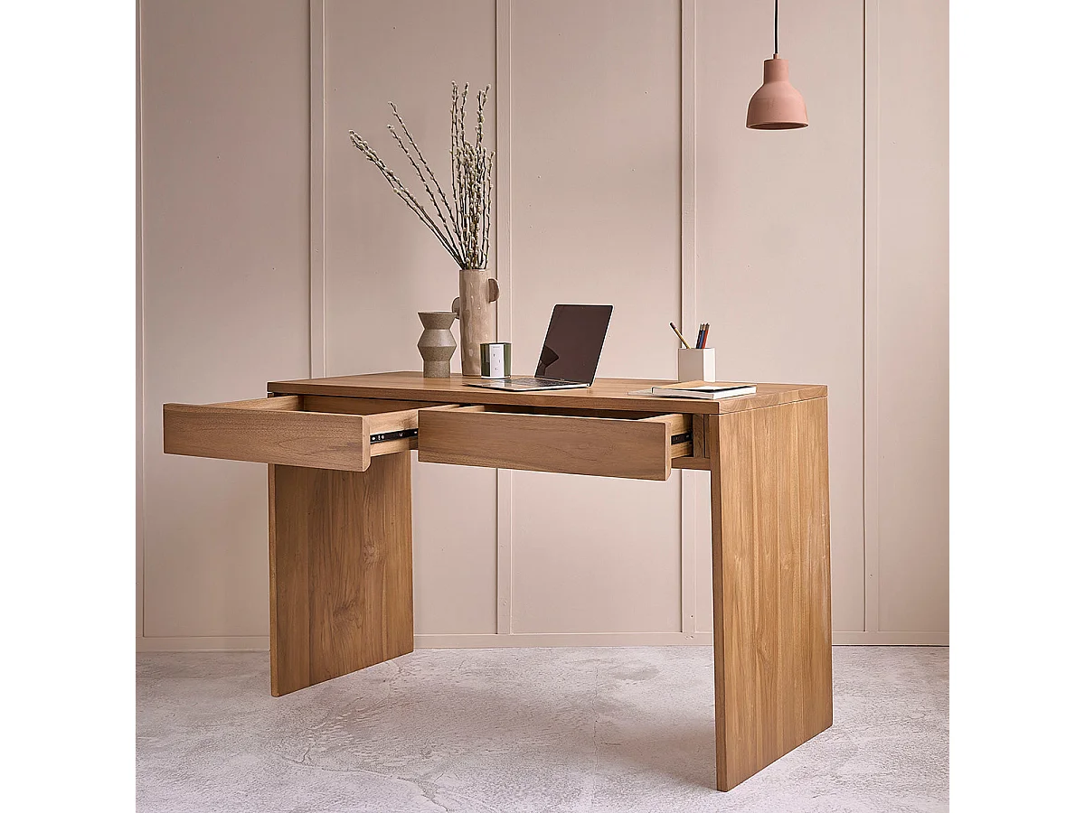 Escritorio de teca maciza 130 cm