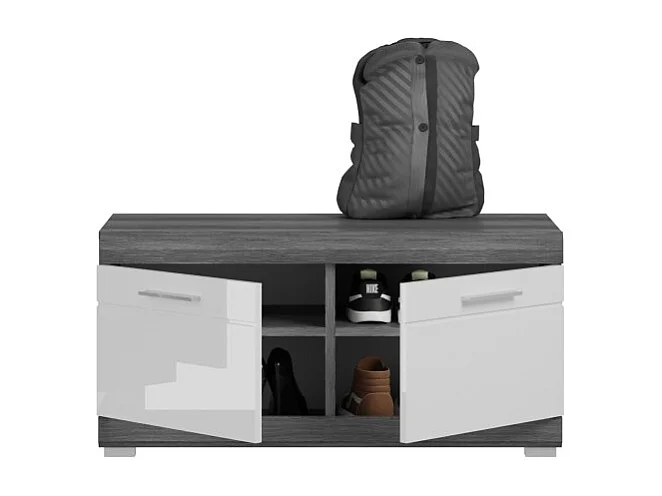 Móvel de sapateira SCOTT Cinza Escuro e Branco 90x44x40 cm - Elegância e Arrumação Prática