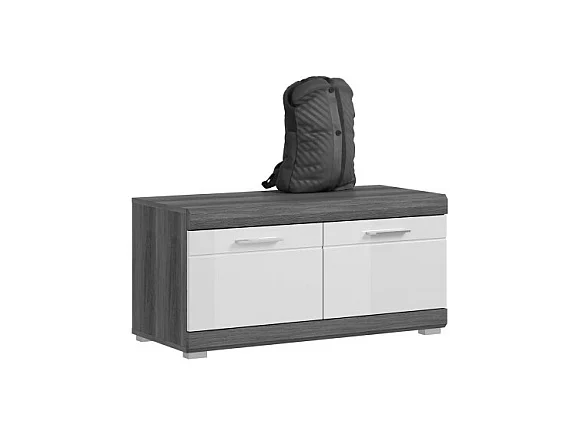 Meuble à chaussures SCOTT – Gris foncé et blanc – 90x44x40 cm
