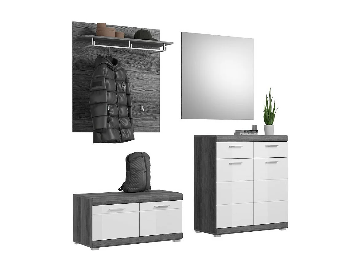 Ensemble d'entrée SCOTT – Meubles avec miroir, buffet et porte-manteaux