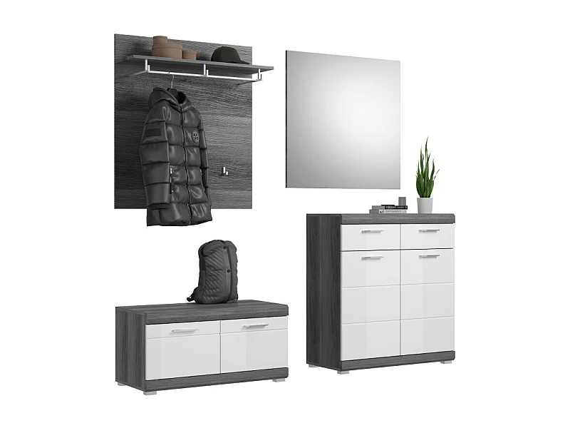Ensemble d'entrée SCOTT – Meubles avec miroir, buffet et porte-manteaux
