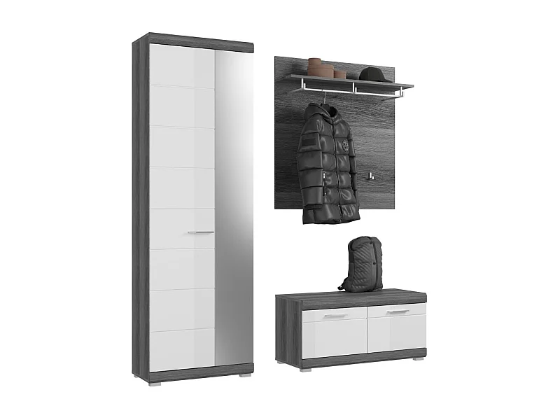 Ensemble d'entrée SCOTT – Meubles avec miroir et porte-manteaux